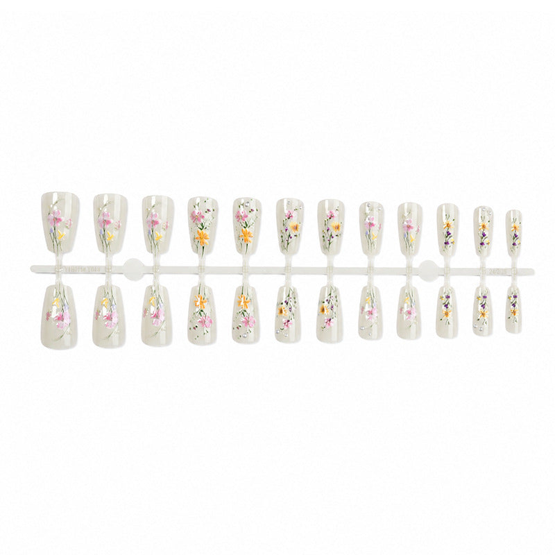 Artistic Floral Press-On Nails Set Bowlift