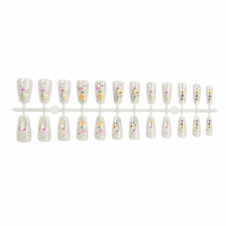 Artistic Floral Press-On Nails Set Bowlift