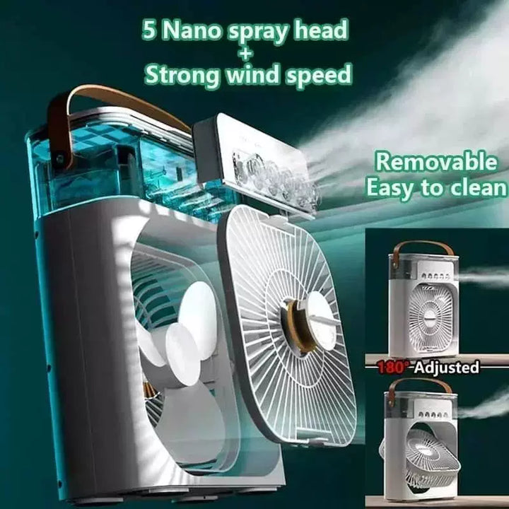 Unisex One Size Portable USB Humidifying Desk Fan with Ambient LED Mood Light and Multi-Stage Air Circulation Bowlift
