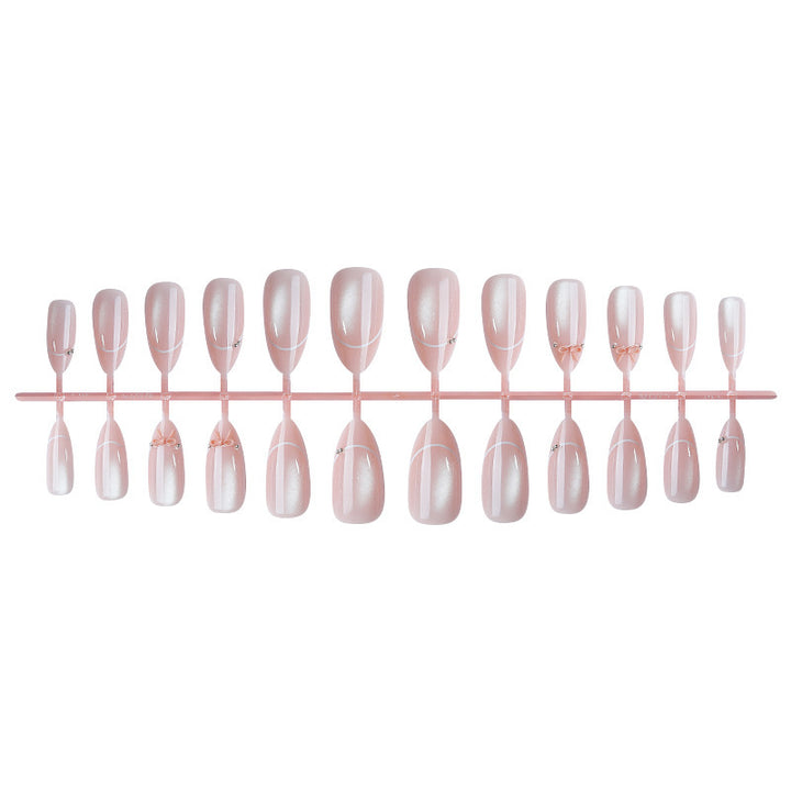 Artificial nail set with elegant bow and glitter accents Bowlift 1789119022