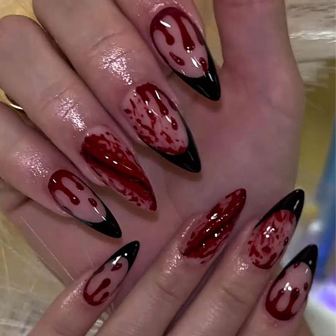 Gothic Horror Theme Stiletto Nail Art Extensions Bowlift