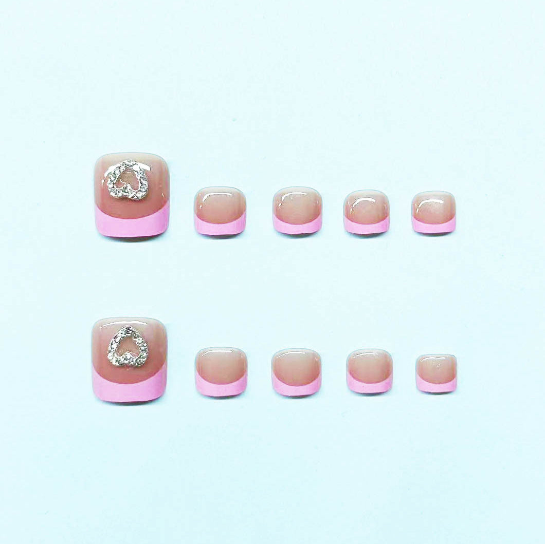 Decorative Heart-Embellished Gel Toe Nail Art Bowlift