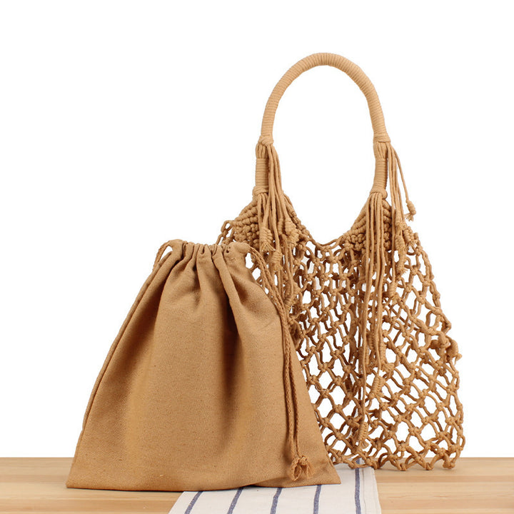 Macrame Tote Bag with Inner Pocket Bowlift