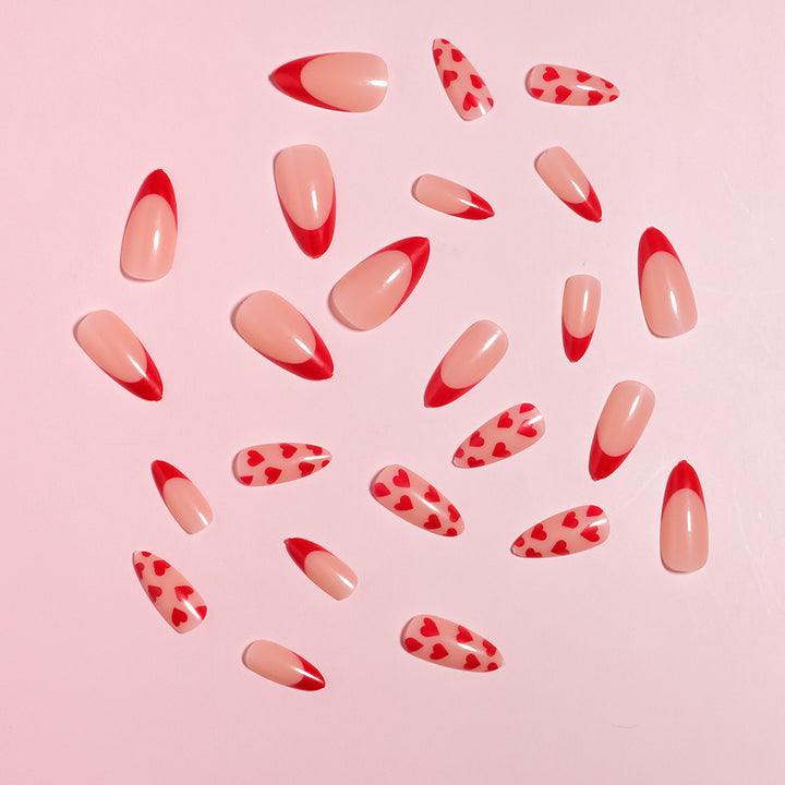 Artistic Heart Designed Press-On Nail Set Bowlift