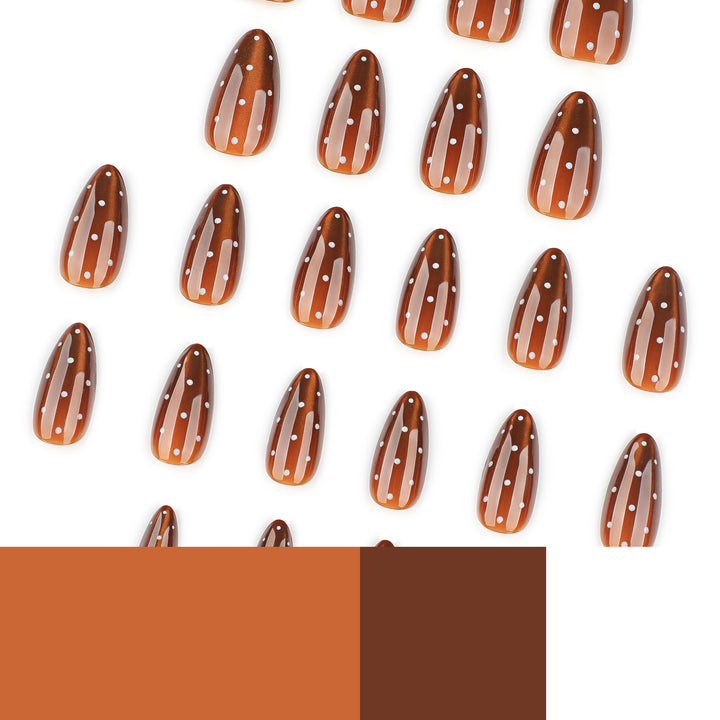 Artful nail extensions with glossy ombre effect and elegant dots Bowlift