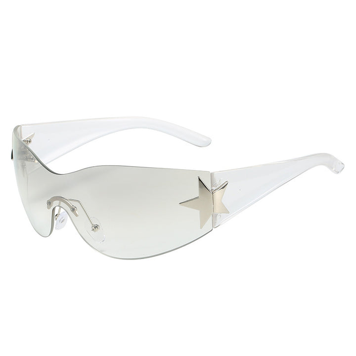Fashion-Forward Shield Sunglasses with Star Accent Bowlift