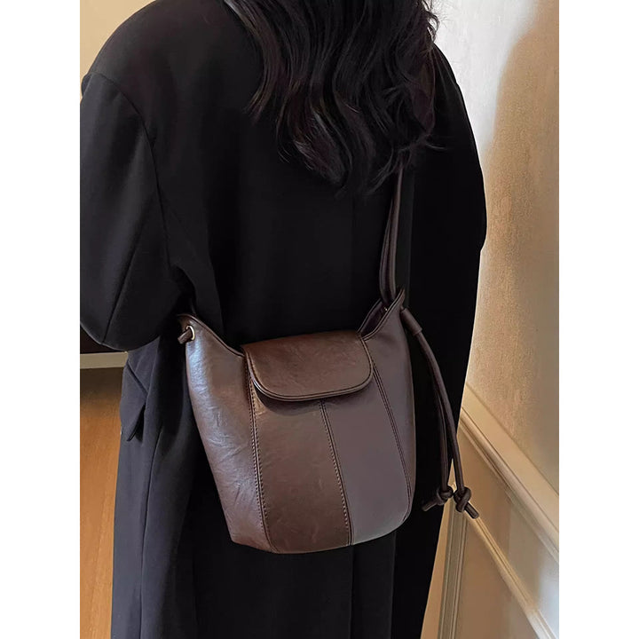 Casual Leather Bucket Bag Bowlift