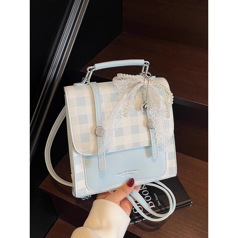 Vintage-Style Checkered Crossbody Bag Bowlift