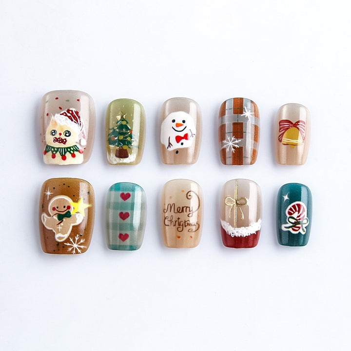Christmas-Themed Press-On Nail Art Set Bowlift