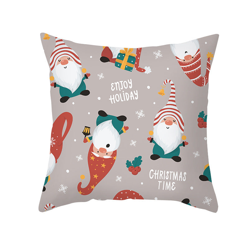 Festive Decorative Throw Pillow Cover with Reindeer Illustration