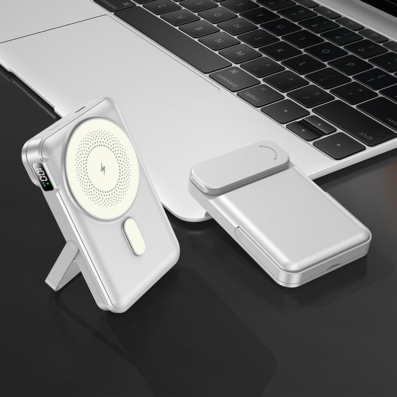 Portable power bank with integrated stand function and digital charging status display Bowlift
