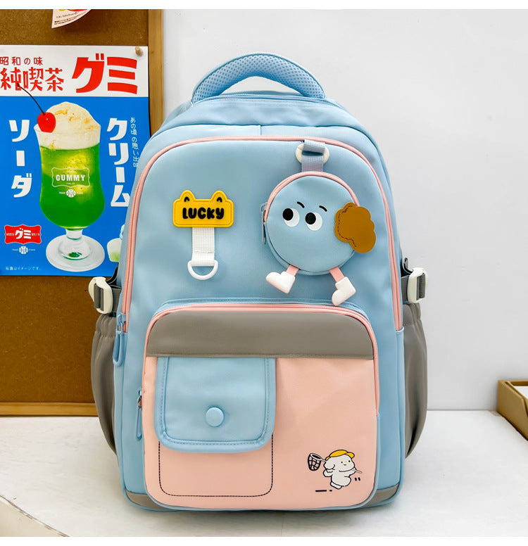 Cute Character-Designed Multi-Pocket School Backpack Bowlift