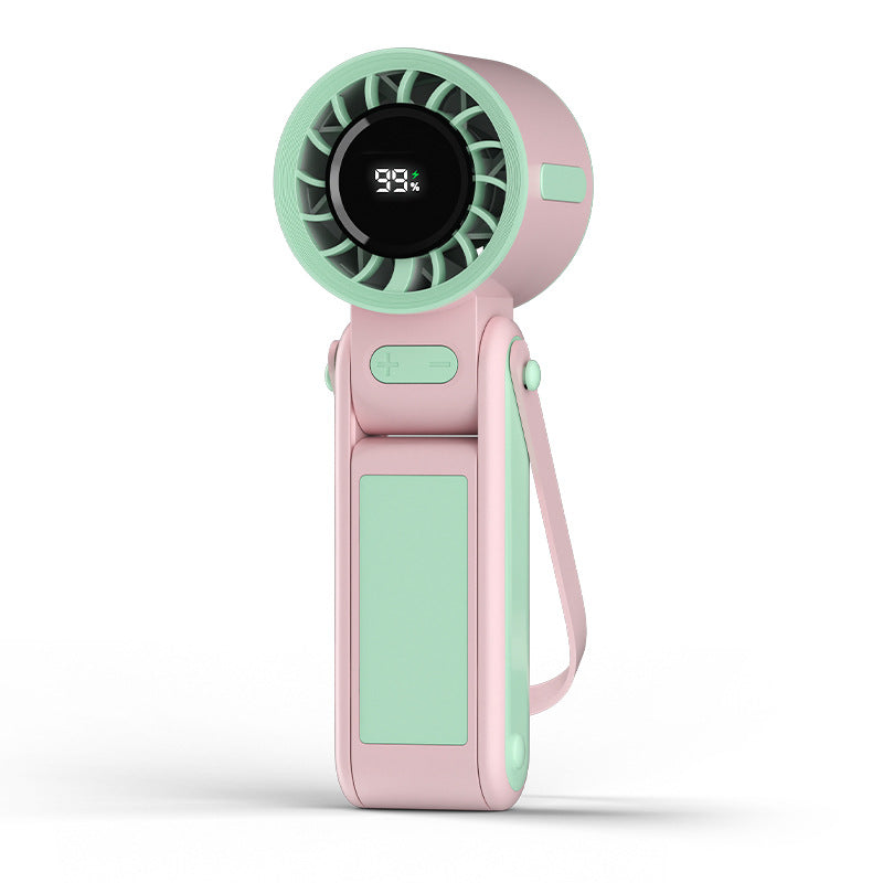 Women Portable USB Hand Fan with LED Display Bowlift