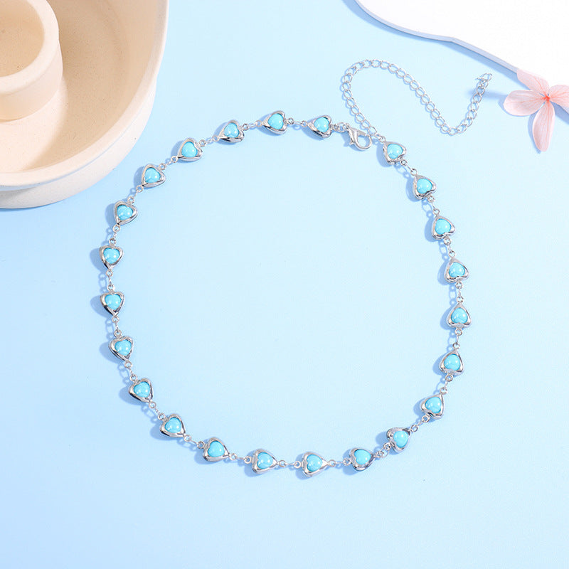 Heart-Shaped Gemstone Choker Necklace Bowlift
