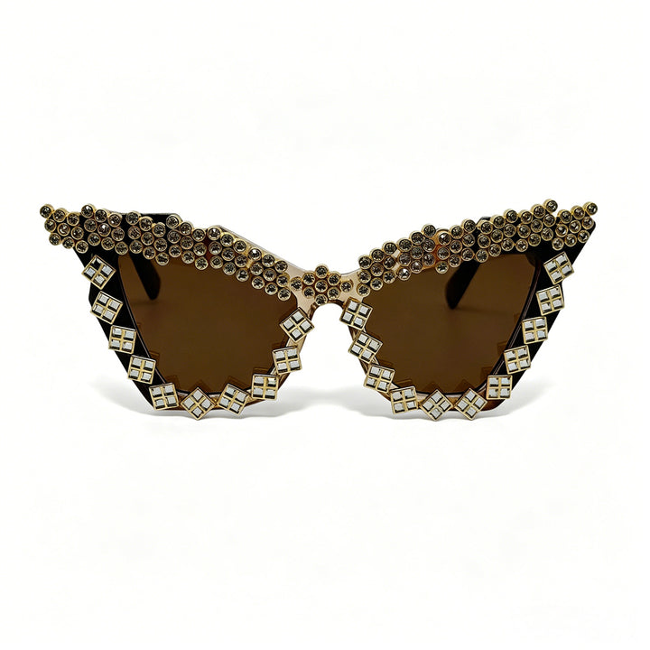 Women's Designer Sunglasses with Glamorous Crystal-Embellished Frame Bowlift