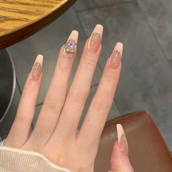 Glamorous Acrylic Press-On Nail Set with Decorative Designs Bowlift