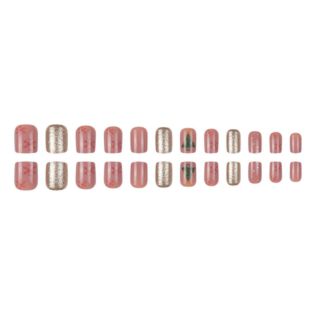 Festive Holiday-Themed Press-On Nail Art Bowlift