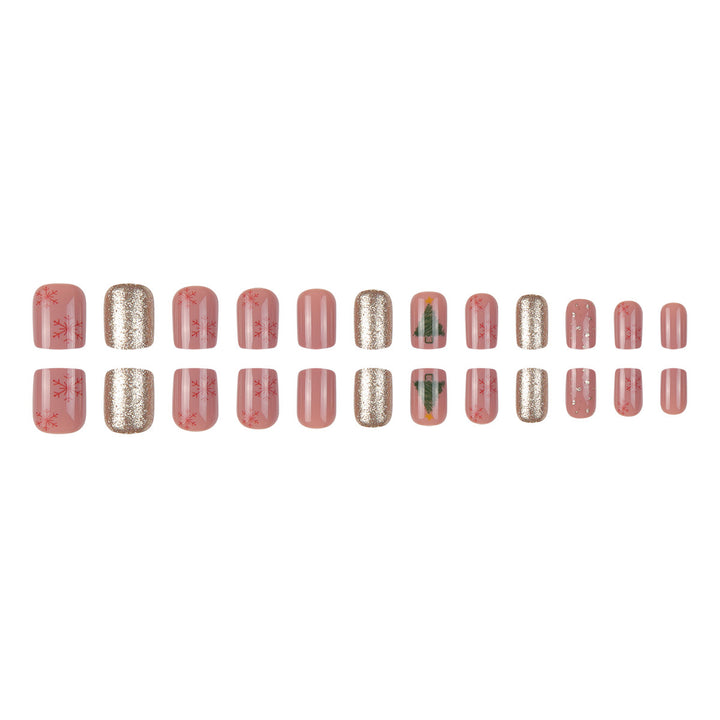 Festive Holiday-Themed Press-On Nail Art Bowlift
