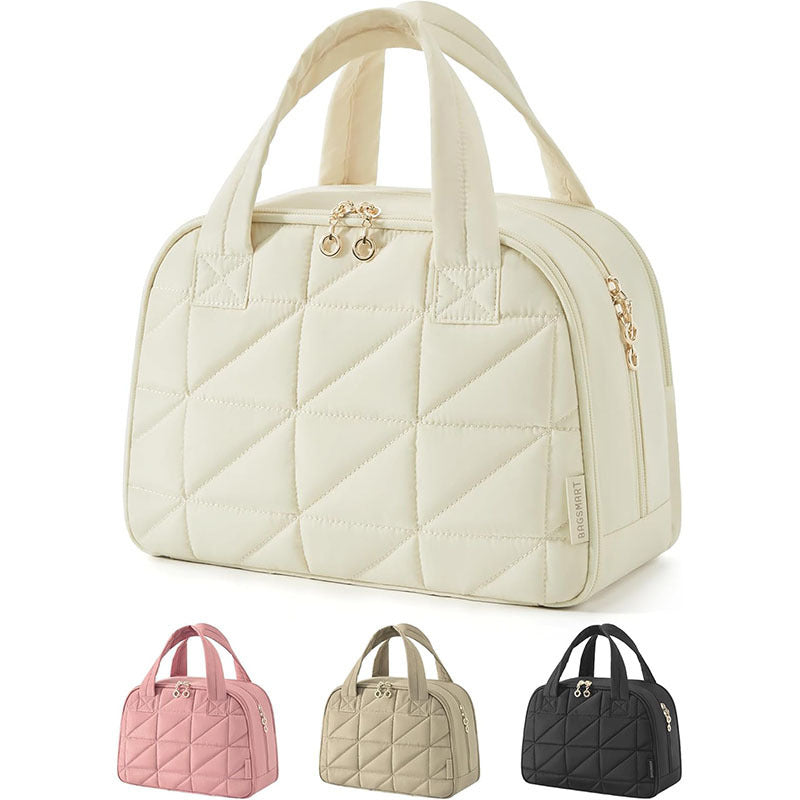 Cosmetic bag with padded interior compartment Bowlift