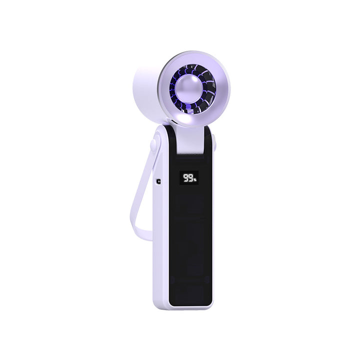 Cooling compact rechargeable handheld precision airflow fan with LED battery indicator and adjustable pivot head Bowlift
