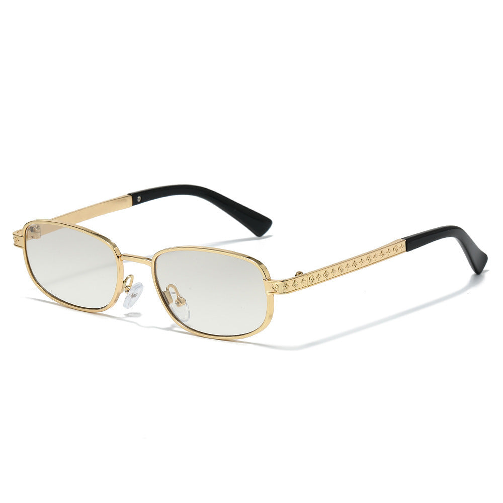 Stylish Rectangle Frame Sunglasses with Nose Pads Bowlift