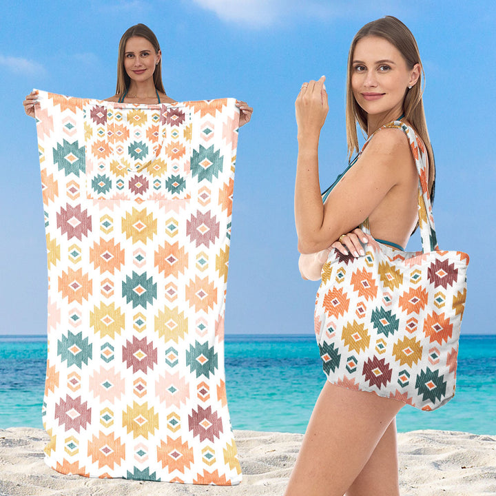 Beach towel with integrated tote bag design Bowlift