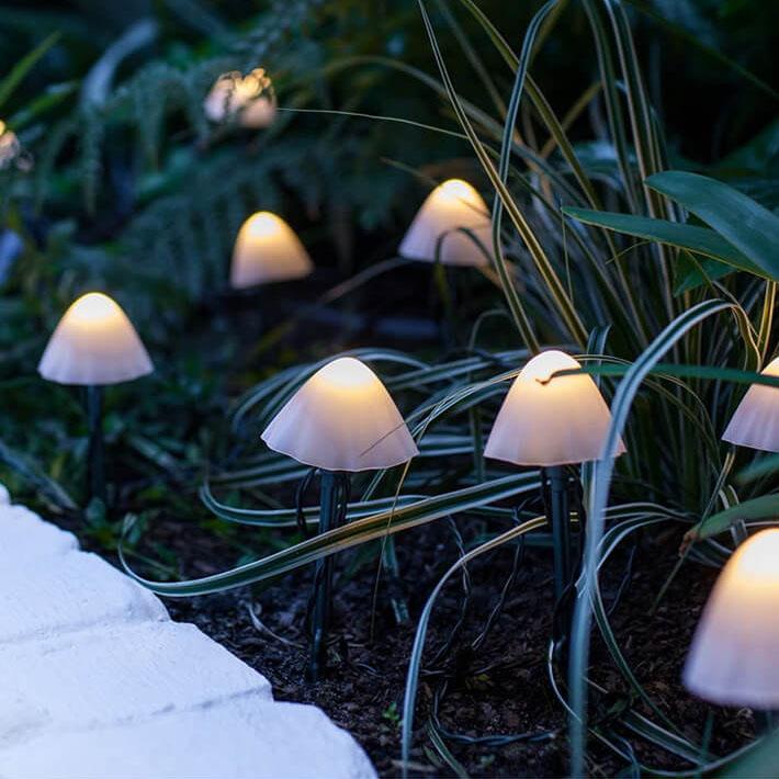 Contemporary Creative Plastic Solar LED Mushroom Lights String Lights For Outdoor Patio | Bowlift