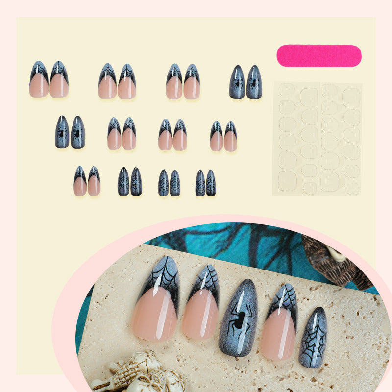 Acrylic Nail Set with Stylish Spider Design Bowlift