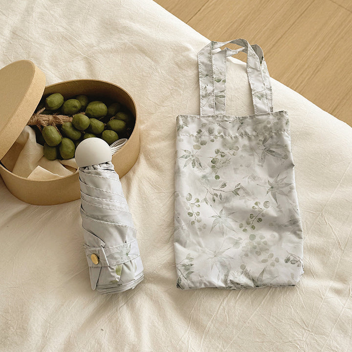 Women's Foldable Umbrella with Elegant Botanical Pattern Bowlift