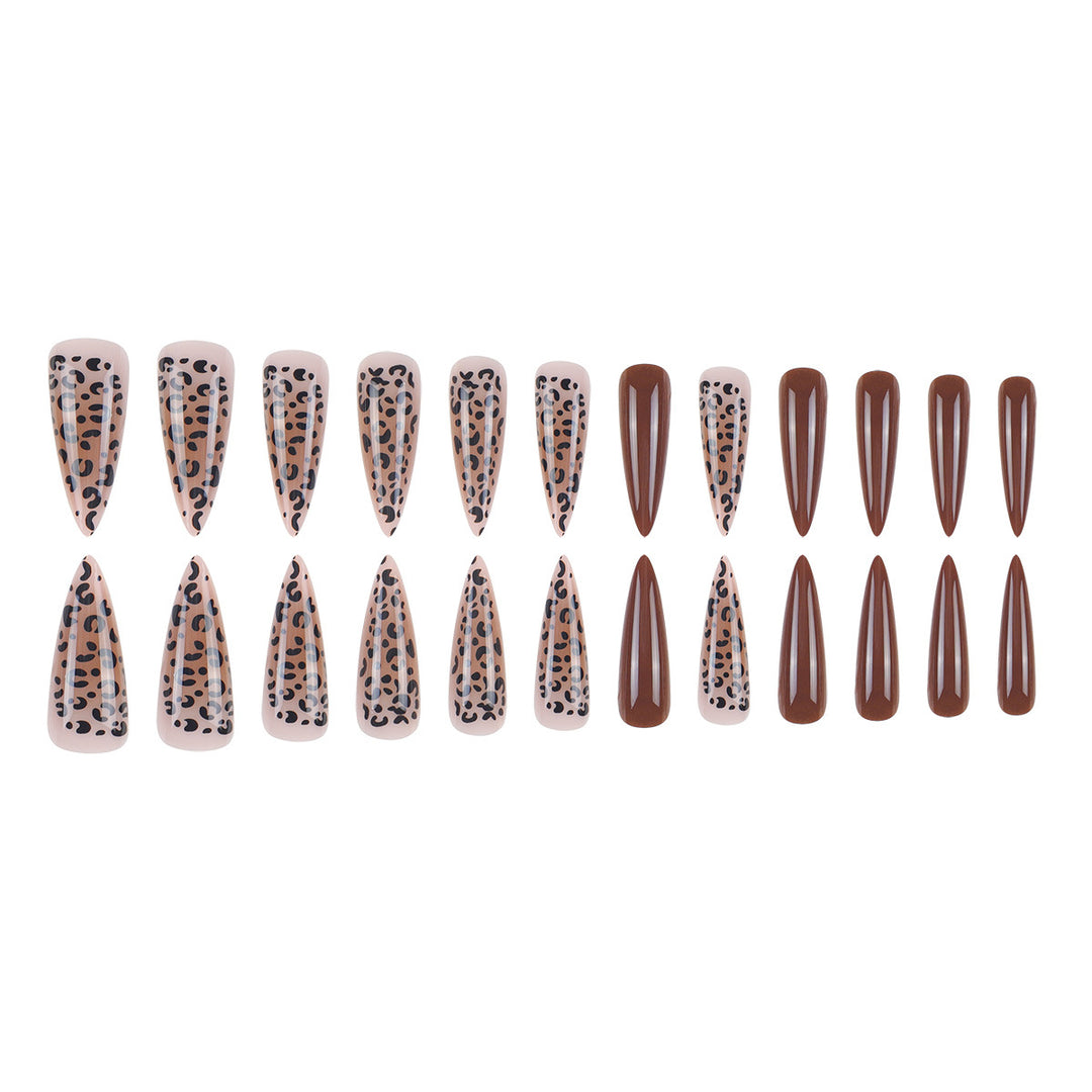 Artistic Leopard Print Stiletto Press-On Nails Bowlift