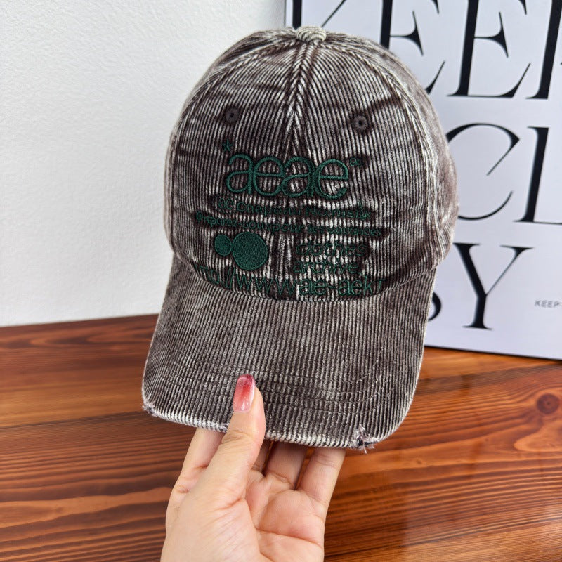 Women's Distressed Corduroy Baseball Cap Bowlift