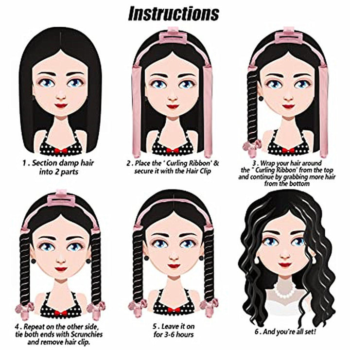 Heatless Hair Curling Ribbon Set
