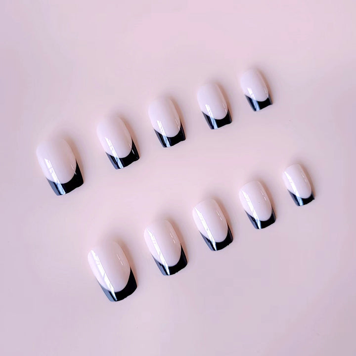 Acrylic nail set with elegant French tips and matte finish Bowlift