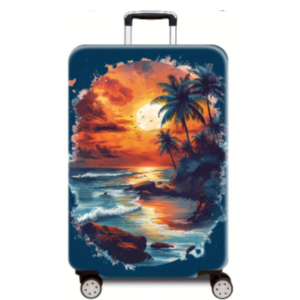 Women's Hard Shell Suitcase with Tropical Landscape Design Bowlift