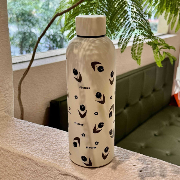 Ladies insulated drinking bottle with elegant floral design Bowlift