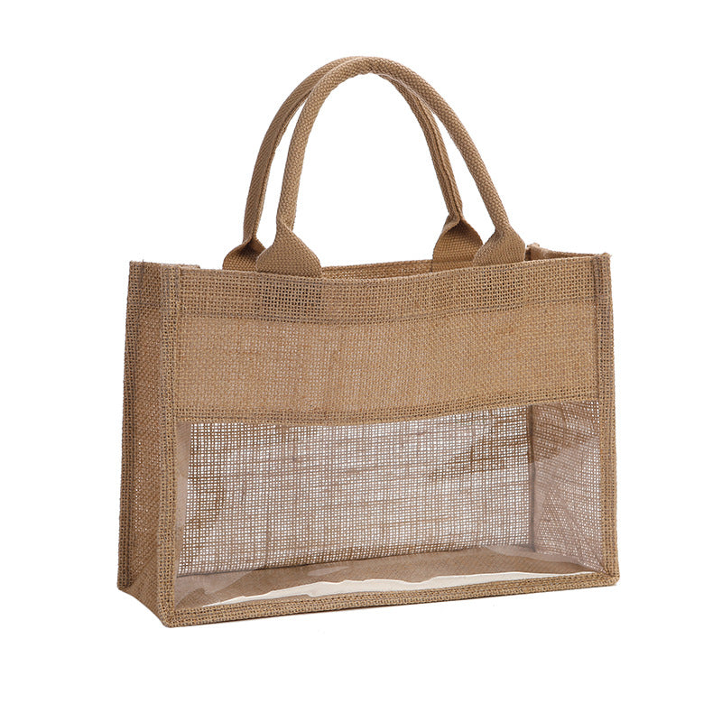Shopping bag made of natural jute with mesh design Bowlift