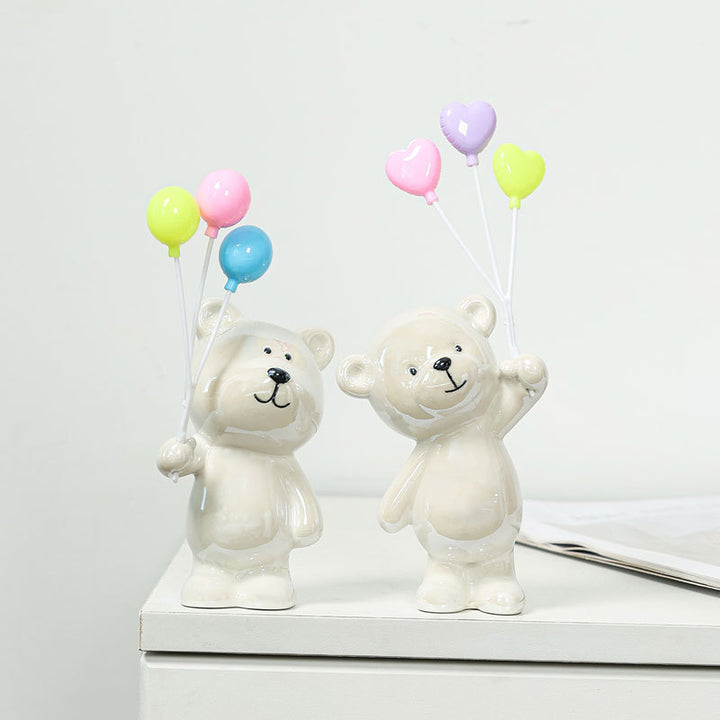 Cute ceramic bear figurine with balloons Bowlift
