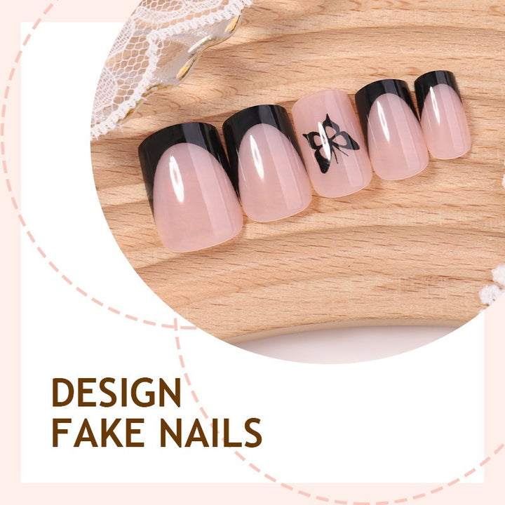 Artificial nail set with elegant butterfly designs Bowlift