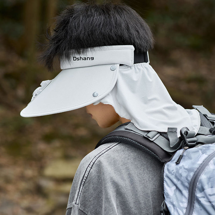 Large UV Protection Sun Visor with Removable Mini Fan and Folding Neck Protection Bowlift