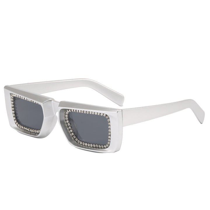 Women extravagant square sunglasses with glittering frame Bowlift