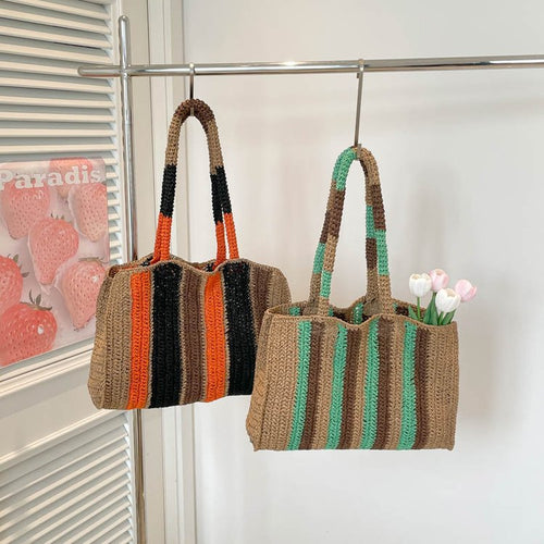 Braided tote bag with modern stripe pattern Bowlift