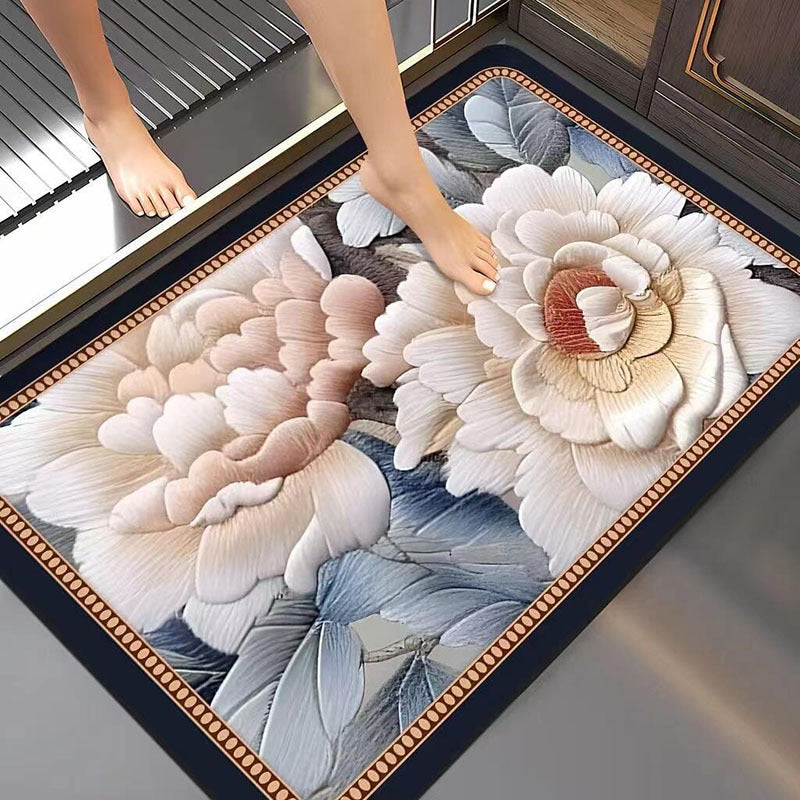 Artistic Floral Bath Mat Bowlift