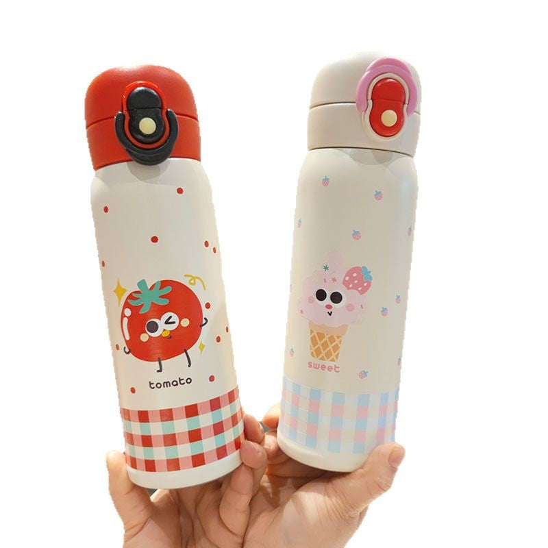 Women's playful stainless steel drinking bottle with integrated safety closure Bowlift