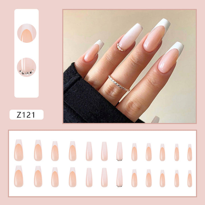 Elegant artificial nail set with high gloss and French tip colors Bowlift