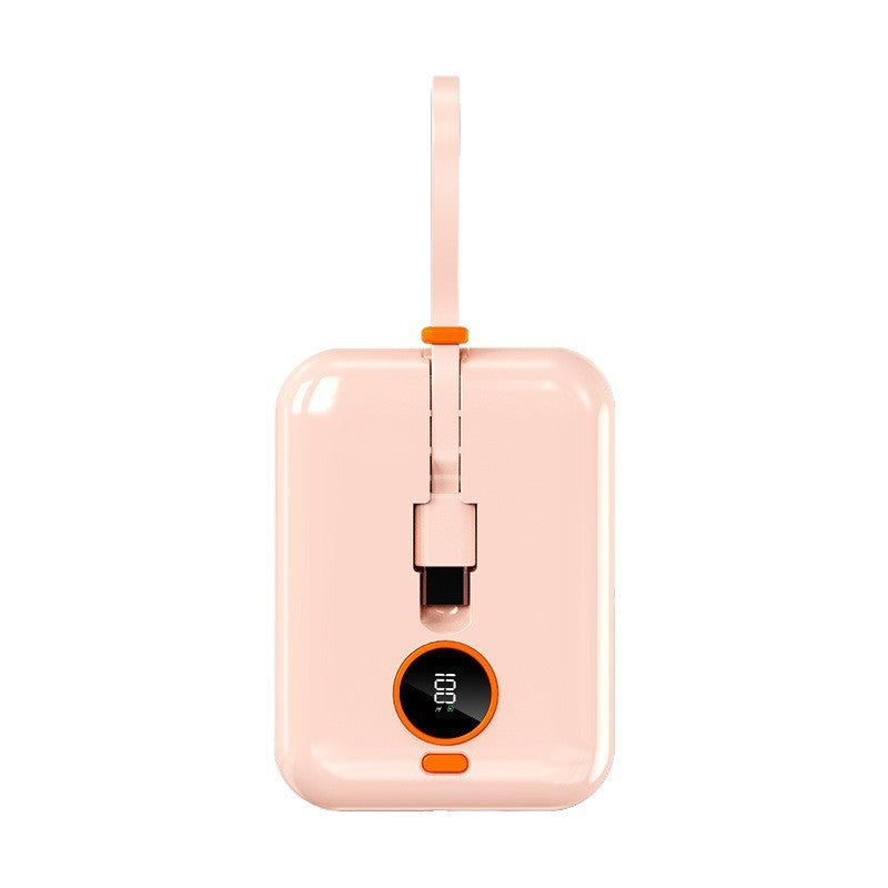 Portable Mini Power Bank with Integrated Charging Cable and Digital Display Bowlift