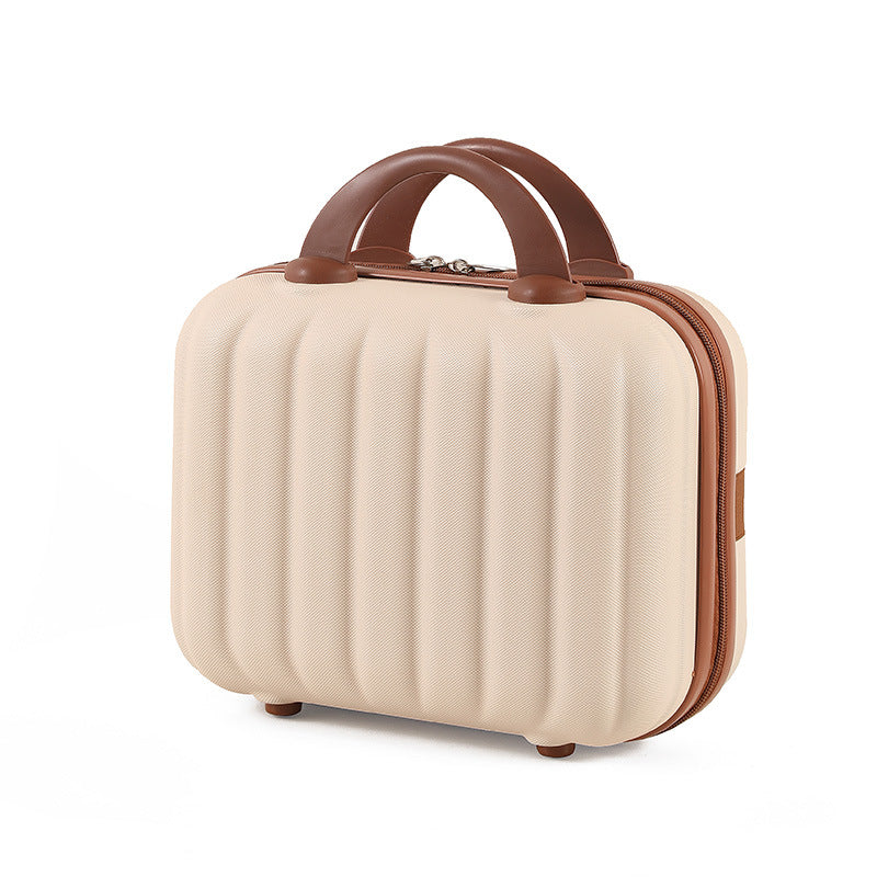 compact hardshell vanity travel case with molded ribbed exterior cushioned organizer panels and dual-lock zipper Bowlift