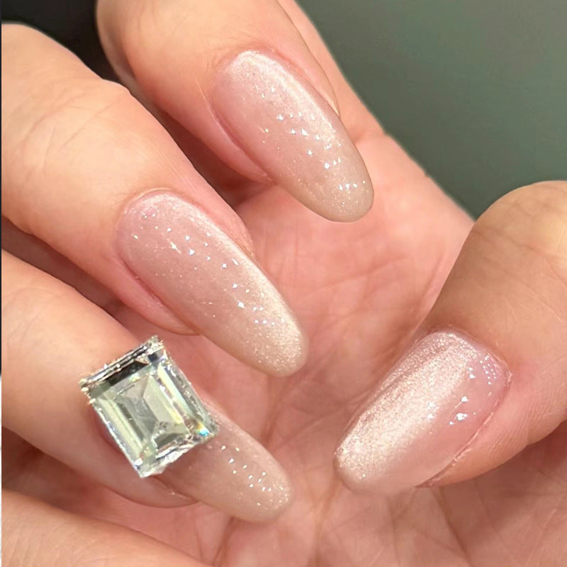 Stunning Almond-Shaped Press-On Nails Set with Decorative Accents Bowlift