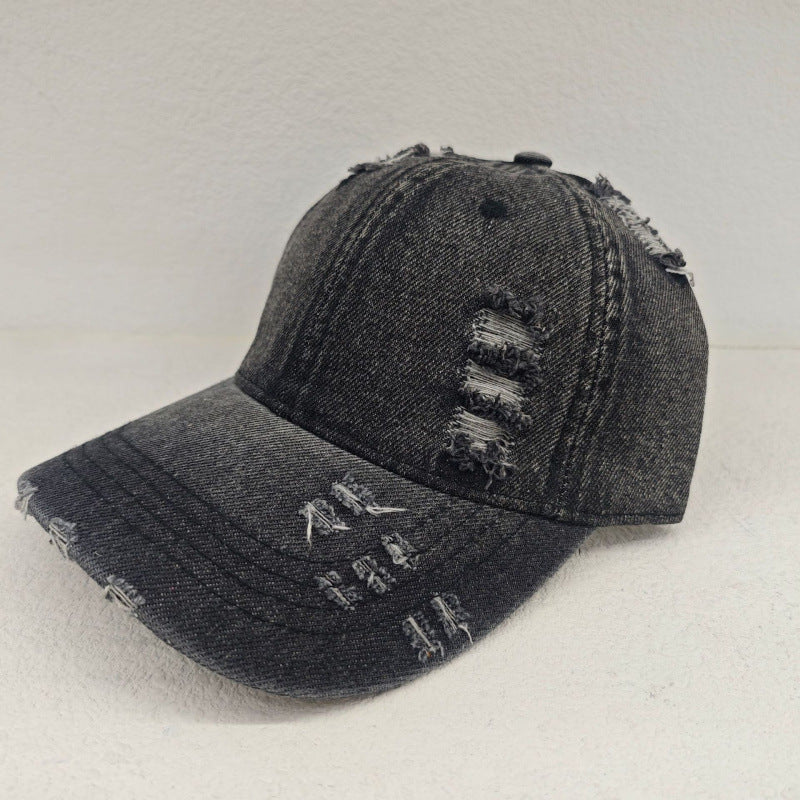 Women's Distressed Casual Denim Baseball Cap Bowlift