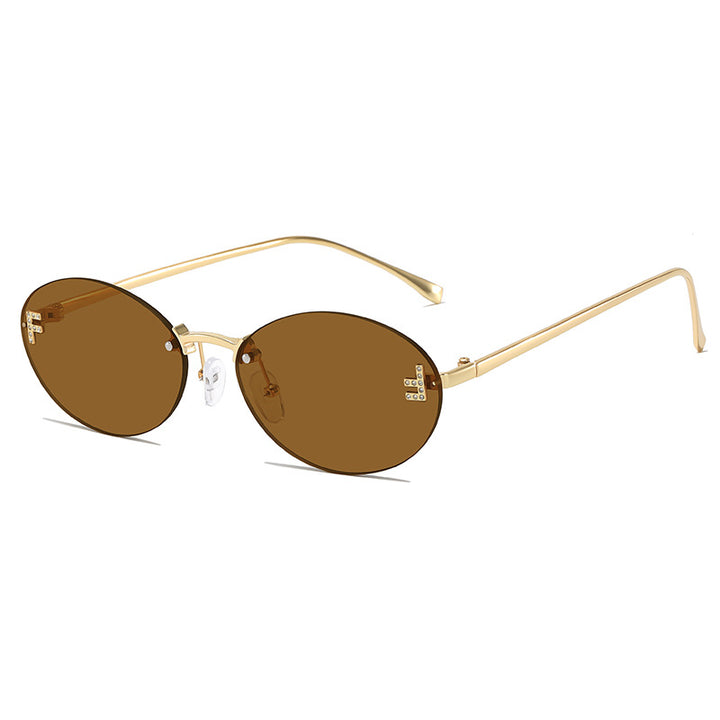 Sleek Metal Oval Sunglasses Bowlift