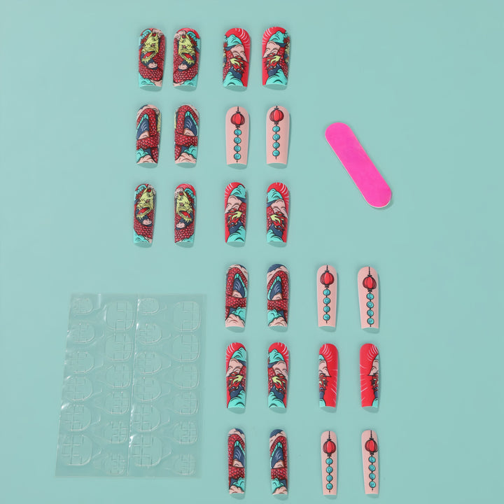 Creative artificial nails in Asian dragon design Bowlift
